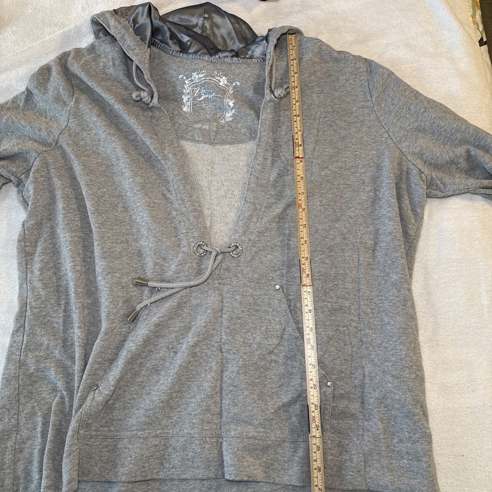 V Sport Gray Hooded Pullover Anorak Womens Plus 22/24 Drawstring Cozy Hoodie - Picture 6 of 7